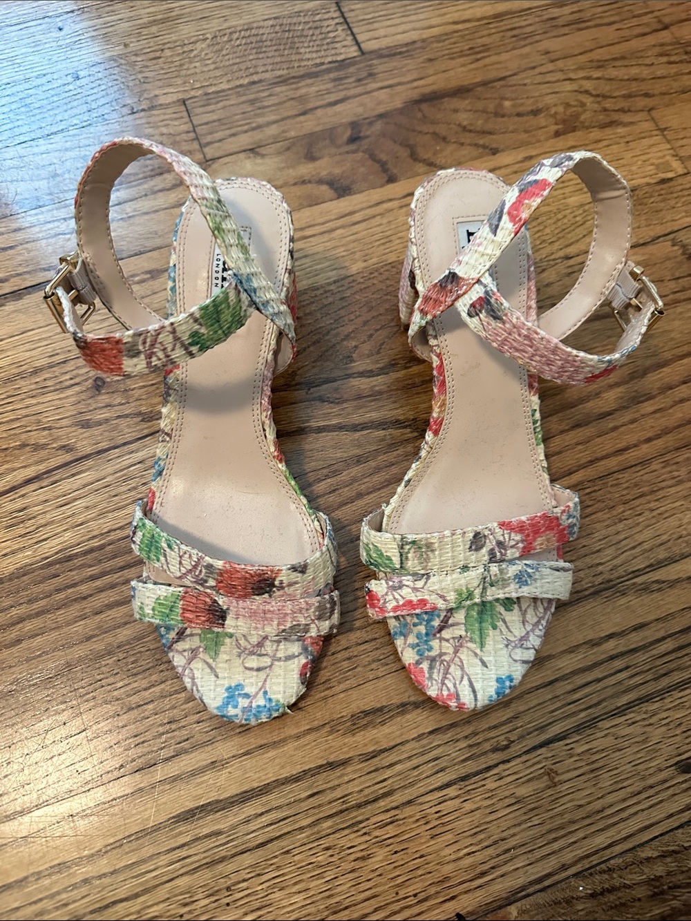 Dune London Floral Multicolor Women’s Ankle-Strap Sandals
